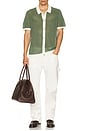 view 4 of 4 Linen Short Sleeve Button Up Knit Shirt in Seaspray & White