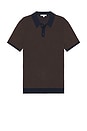 view 1 of 4 Cotton Textured Knit Polo in Chesnut & Navy