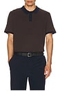 view 3 of 4 Cotton Textured Knit Polo in Chesnut & Navy