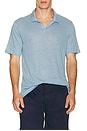 view 3 of 4 Shaun Linen Polo in Dusty Blue