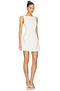 view 2 of 3 Fitted Boatneck Bubble Mini Dress in White