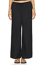 view 1 of 6 Air Linen Wide Leg Drawstring Pant in Solid Black
