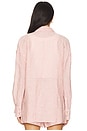view 3 of 5 Air Linen Boyfriend Shirt in Oxblood & White