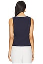 view 3 of 4 Air Linen Tie Front Top in Deep Navy & White