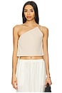 view 1 of 5 Textured Gauze One-shoulder Top in Egret