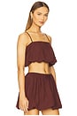view 2 of 4 Air Linen Bubble Crop Top in Rum