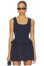 view 1 of 4 Air Linen Smocked Tank Top in Noir Navy