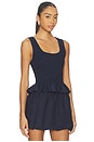 view 2 of 4 Air Linen Smocked Tank Top in Noir Navy