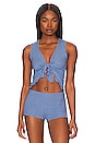 view 1 of 4 Ivy Feather Weight Rib Crop Tank in Blu Smoke