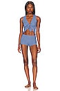 view 4 of 4 Ivy Feather Weight Rib Crop Tank in Blu Smoke