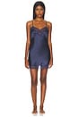 view 1 of 4 Silk Charmeuse Mini Slip Dress in Navy Sateen