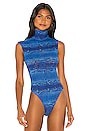 view 2 of 5 PRINTED SNAKE TULLE 바디수트 in Blue Boa