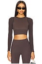 view 1 of 4 Studio Knit Crop Long Sleeve Top in Pebble & Black