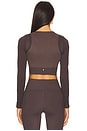 view 3 of 4 Studio Knit Crop Long Sleeve Top in Pebble & Black