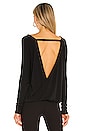 view 4 of 5 Drapey V Back Tee in Black