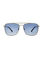 view 1 of 3 R-15 Sunglasses in Brushed Silver & Sky Gradient