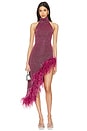 view 1 of 4 Lumiere Plumage Turtleneck Dress in Aubergine
