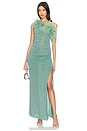 view 1 of 4 Lumiere Plumage One Shoulder Dress in Aqua
