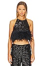 view 1 of 5 Paillettes Plumage Halter Top in Black
