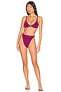 view 1 of 5 Lumiere Ring Sporty 90s Bottom Bikini Set in Dark Fuchsia