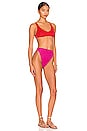 view 2 of 4 Lumiere 90s Bikini Set in Red & Fuchsia