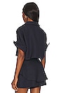view 3 of 4 Drop Sleeve Short Shirt in Linen Navy Blue