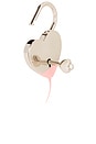 view 5 of 5 Otto Heart Lock Keychain in Silver & Pink