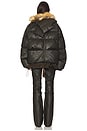 view 4 of 4 Woven Deconstructed Double Zip Puffer Jacket in Brown