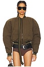 view 1 of 5 Strap Bomber Jacket in Green Black