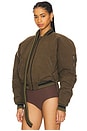view 3 of 5 Strap Bomber Jacket in Green Black