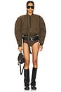 view 5 of 5 Strap Bomber Jacket in Green Black