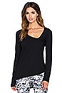view 1 of 3 Debutante Asymmetric Long Sleeve Tee in Black & Black Mesh