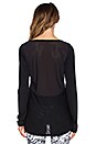view 3 of 3 Debutante Asymmetric Long Sleeve Tee in Black & Black Mesh