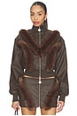view 1 of 4 Bela Faux Fur Jacket in Brown