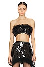 view 1 of 4 Virgo Sequin Feather Top in Black Caviar