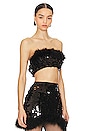 view 2 of 4 Virgo Sequin Feather Top in Black Caviar