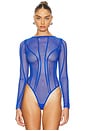 view 2 of 5 Twist Mesh Bodysuit in Blue