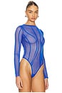 view 3 of 5 Twist Mesh Bodysuit in Blue