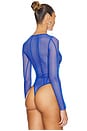 view 4 of 5 Twist Mesh Bodysuit in Blue