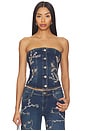 view 1 of 5 Nova Embellished Denim Top in Dark Wash Denim