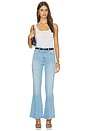 view 5 of 6 Marlow Skimmer Undone Hem Seamed Belt Loops Flare Jeans in Santorini Sky