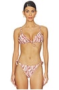 view 1 of 4 Cameron Tie Front Triangle Bikini Top in Cream Multi