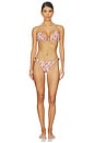view 4 of 4 Cameron Tie Front Triangle Bikini Top in Cream Multi