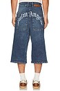 view 3 of 5 Curved Logo Denim Skater Short in Medium Blue