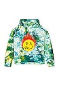 view 1 of 3 Tie Dye Burning Head Hoodie in Forest Green