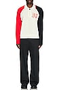 view 5 of 5 X Formula 1 Racing Knit Polo Zip Sweater in White, Red, & Black