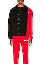 view 2 of 6 Bold Track Trucker Jacket in Black & Red