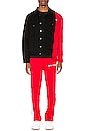 view 6 of 6 Bold Track Trucker Jacket in Black & Red