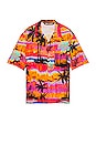 view 1 of 3 Psychedelic Palms Bowling Shirt in Fuchsia