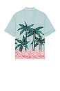 view 2 of 3 Palms Row Bowling Shirt in Light Blue & Green